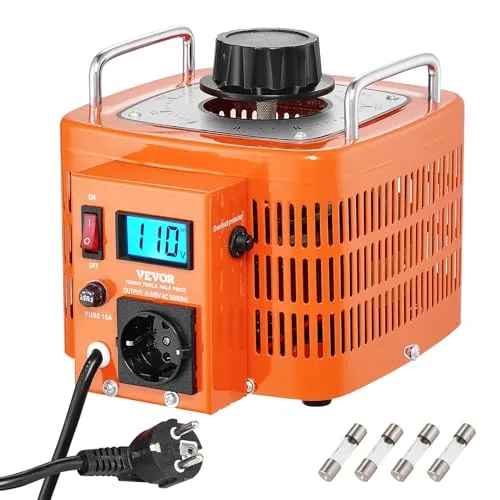 VEVOR 3000VA automatischer Stelltransformator mit variabler Spannung, 10 Ampere, 230 V Eingang, 0-300 V Ausgang, Wechselspannungsregler, mit LCD-Display, 4 zusätzlichen Sicherungen