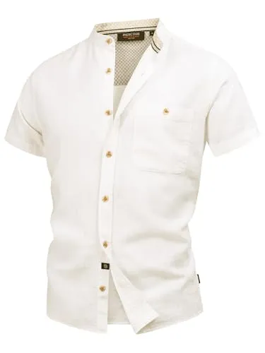 Indicode Herren INHelmer Kurzarm-Hemd mit Stehkragen – Offwhite, 3XL