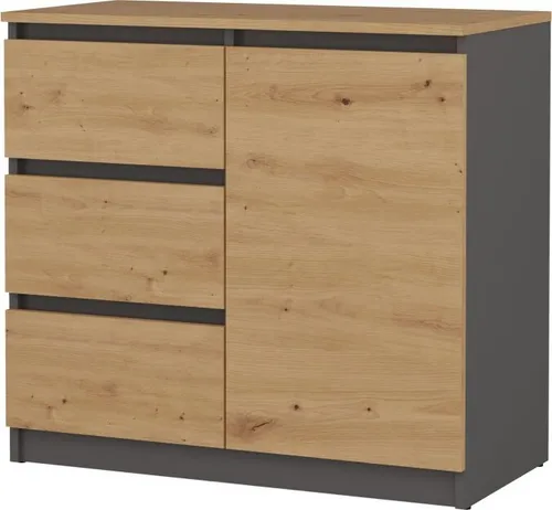CDF Kommode 1D3S - Anthrazit & Eiche Artisan - Kommode mit 1 Tür und 3 Schubladen, minimalistisches Design für Wohnzimmer, Schlafzimmer oder Büro, hochwertige Verarbeitung vom polnischen Hersteller.