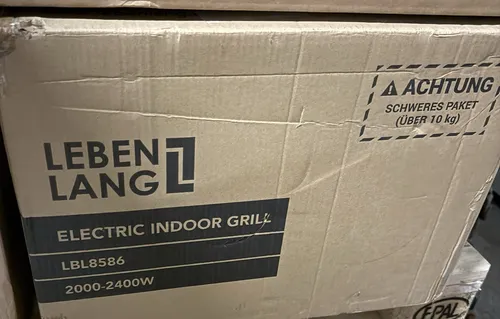 LEBENLANG Elektrogrill Tischgrill elektrisch - 2400W für drinnen & draußen - Elektrischer Tischgrill mit 2400W, zwei einstellbaren Temperaturreglern und Anti-Haft Grillplatten für müheloses Grillen ohne Rauch – ideal für Balkon und Küche.