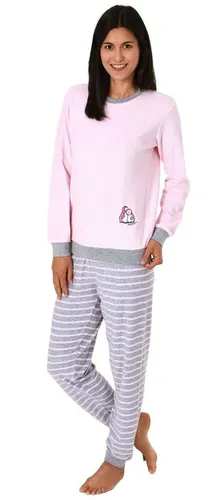 Normann Pyjama Damen Frottee mit Pinguin Stickerei