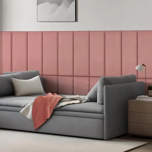[neu.haus] Wandkissen Carpino 2er Set 90 x 30 cm Wandpolster Samt Rosa Wandpaneele gepolstert Kopfteil für Bett Polsterpaneel zum Kleben