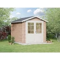 Alpholz Gerätehaus Bremen-28 B, 270x340 cm - Geräteschuppen mit extra breiter Doppeltür für einfachen Zugang, ideal zur Aufbewahrung von Gartenwerkzeugen und -geräten, massive Bauweise mit 28 mm Wandstärke und 14,5 m³ Rauminhalt.