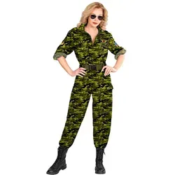 W WIDMANN MILANO Party Fashion - Kostüm Kampfjetpilotin, sexy Overall in Tarnfarben für Fasching und Karneval