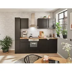 Küchenblock mit E-Geräten JAZZ 8 - schwarz - Moderne Küchenzeile mit hochwertigen E-Geräten, ideal für kreative Köche und platzsparende Lösungen in kleinen Küchen.