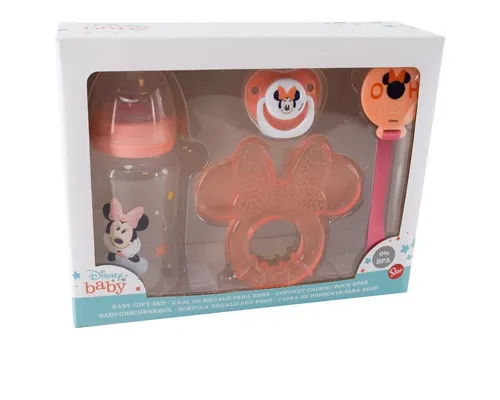 Stor Schnuller Set Disney Baby Mickey oder Minnie Mouse mit Beißring und Flasche, im Geschenkkarton
