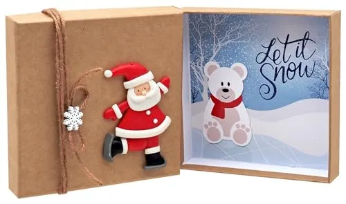 ZauberDeko Geldgeschenk Verpackung Weihnachten Natur Xmas Weihnachtsmann Schlittschuh Eisbär