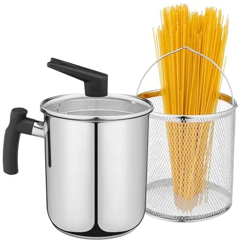 Navaris 3,4L Pasta Multi-Kochtopf - Multifunktional für jeden Herd - Vielseitiger Kochtopf für Induktions-, Keramik- und Gaskochfelder. Integriertes Abtropfsieb und Frittierkorb für einfaches Abgießen und Frittieren von Speisen.