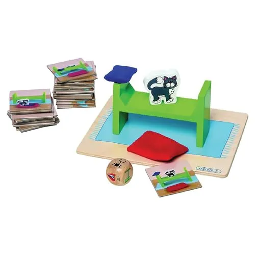 Beleduc - Find Monty Lernspiel für Zuhause - Gesellschaftsspiel für Kinder ab 4 Jahren, fördert räumliche Wahrnehmung und sprachliche Entwicklung mit 34 Fotokarten und kreativem Spielmaterial.