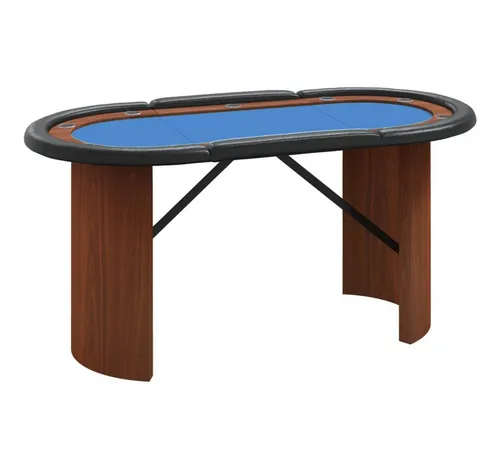vidaXL Pokertisch für 10 Spieler - Blau 160x80x75 cm - Professioneller Pokertisch mit weicher Filzoberfläche, integrierten Getränkehaltern und bequemem gepolstertem Rand für unvergessliche Pokerabende.
