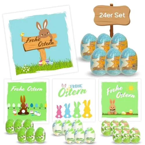 Bada Bing 24er Set Magisches Handtuch Osterei - Zauberhandtuch Waschlappen aus Baumwolle in 30x30 cm - Geschenk für Kinder zu Ostern Osternest Ostereiersuchen Osterfest Gästehandtuch Kindergeschenk
