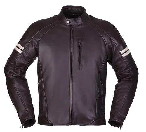 Modeka August 75 Motorrad Lederjacke - Schwarz-Weiß, Größe M für Männer - Motorradjacke mit perforierten Ledereinsätzen und optionalem Belüftungsstreifen für optimalen Komfort und Atmungsaktivität.