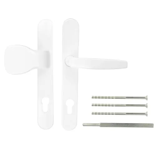 Türgriff/Türdrücker/Türklinke/Drückergarnitur DHS 92mm (Schildbreite 25mm) Oval - Weiß RAL 9016 - Knaufgriff