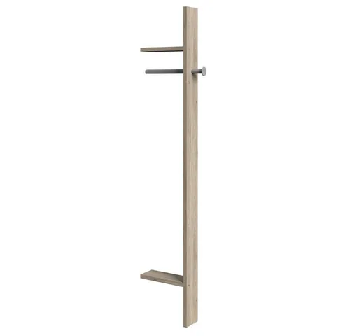 Wandgarderobe JOHANNESBURG-43 in Braun - Moderne Wandgarderobe aus melaminharzbeschichteter Spanplatte, ideal für den flexiblen Einsatz im Jugendzimmer. Mit 1 Haken und platzsparendem Design, einfach stehend oder hängend montierbar.