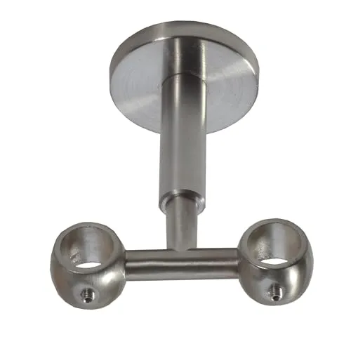 BASIT Deckenträger Gardinenstange zweiläufig Edelstahl Look I Gardinenstangen Träger 16mm Deckenbefestigung I Gardinenstangen Halterung Vorhangstange D21