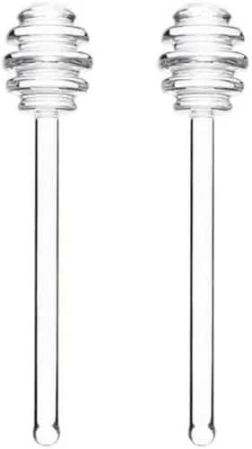 transparente Honiglöffel, 15,2 cm, Glas, Rührstäbchen, Servierlöffel, Löffel, Rührstab, Honigstab für Honigtopf, Behälter, Honigspender, für Zuhause und Küche 2 x