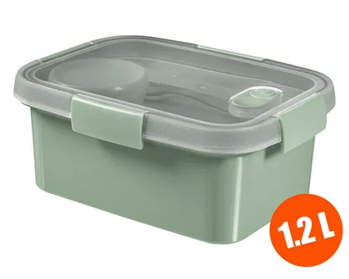 Curver Smart To Go Lunchbox Brotdose Box mit Fächern Deckel Besteck 1,2L grün