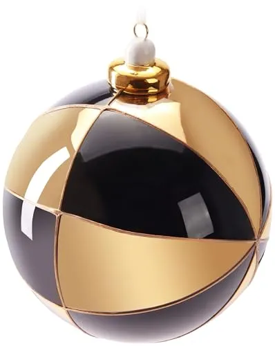 BRUBAKER Premium Weihnachtskugel mit Gold-Schwarz Muster in gold von BRUBAKER