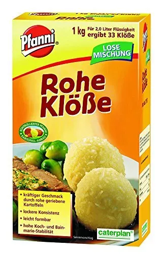 Pfanni Rohe Klöße 1kg - Perfekte Beilage für jeden Anlass - Reis-Alternativen: Trockenmischung zur einfachen Herstellung von köstlichen, luftigen Klößen - ideal für festliche Menüs oder alltägliche Mahlzeiten.