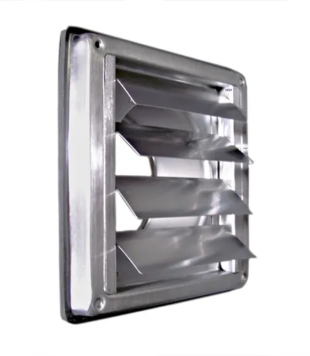 Edelstahl Überdruck Abluftgitter LG-5010 Inox - Abluftgitter aus rostfreiem V2A Edelstahl, ideal für Rohranschluss DIN Ø 100 mm. Perfekt für effiziente Belüftung in Klima- und Heizanlagen. Made in Germany.