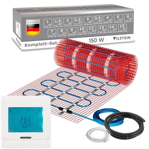 VILSTEIN® Elektrische Fußbodenheizung [150W/m²] - Bodenheizung Elektrisch geeignet für Laminat, Fliesen & mehr - Elektro Fussbodenheizung - Elektrische Heizmatte Fußboden - (10x0.5m - 5qm)