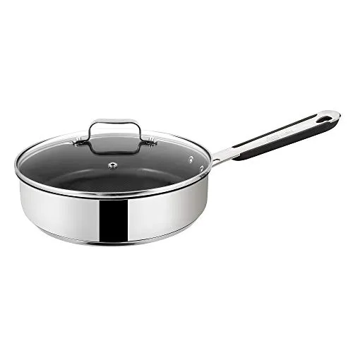 Tefal Jamie Oliver Pfannen-Set 25 cm Schmorpfanne mit Deckel - Induktionsgeeignet und mit antihaftbeschichteter Oberfläche für müheloses Kochen und einfache Reinigung. Ideal für schmackhafte Gerichte.