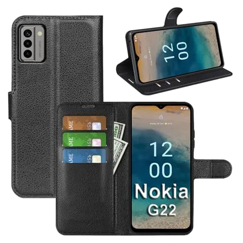 betterfon Handyhülle Kompatibel mit Nokia G22 | Premium Qualität TPU Klapphülle für G22 mit Kartenfächern | Magnetverschluss Handyhülle | Schwarz