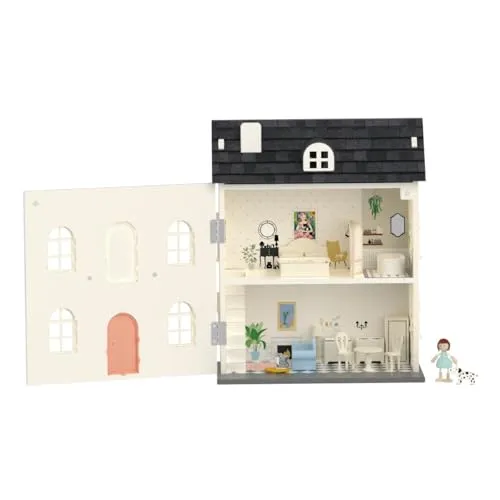 Classic World Wooden Vintage Dollhouse 36pcs - Dollhouse Accessories mit 36 Teilen, inklusive wunderschöner Möbel und einem praktischen Deckel für einfachen Zugang und Transport, perfekt für kreative Spielstunden.