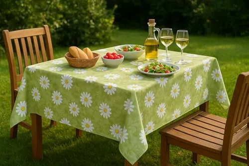 texpot Wachstuchtischdecke 140 x 100 cm abwaschbar Gänseblümchen Tischdecke Gartendecke