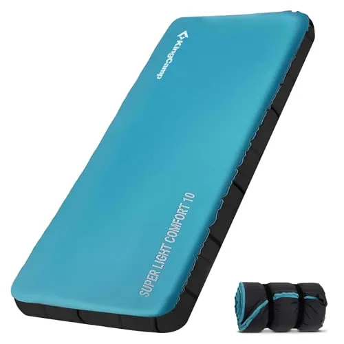 KingCamp 10cm Camping Isomatte mit Memory-Schaum R4.9 4-Jahreszeiten Aufblasbare Matratze, Geräuschlos & 90-Sekunden Aufpumpen Schlafmatte für Wandern, Auto-Camping