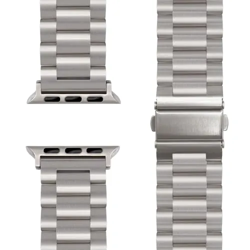 NALIA Mova Edelstahl Armband kompatibel mit Apple Watch Armband iWatch Series SE/10/9/8/7/6/5/4/3/2/1, 38/40/41/42mm, Metall Ersatzarmband mit Doppelfaltschließe, Rostfrei, Farbe:Eisstern Silber