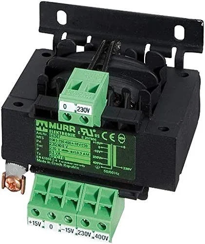 Murrelektronik Steuer-Trenntransformator 86371 - Einphasen-Trenntransformator für Tragschienenmontage mit 250 VA, berührungsgeschützt und ideal für die gewerbliche Automatisierungstechnik.