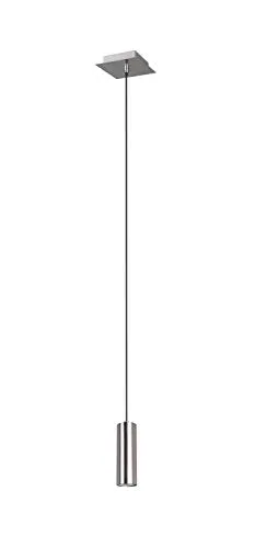 lightling modern Pendellampe Julie, 1-flammige Pendelleuchte nickel matt Metall, Esszimmer Küche Wohnzimmer, 1 x GU10 max. 35W, ø 6 cm, höhenverstellbar max. 150 cm