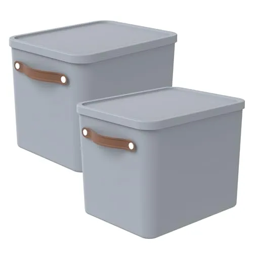 Rotho Maloja 2er-Set Aufbewahrungsbox 27l mit Deckel - Aufbewahrungsbehälter mit Deckel, praktische 27l Boxen im 2er-Set, stapelbar und ideal für Kinderzimmer, Bad oder Küche - pflegeleicht und vielseitig einsetzbar!