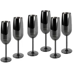 Echtwerk Gläserset Schwarz, 6-teilig - Elegantes 6-teiliges Gläserset aus Metall in Schwarz, ideal für stilvolle Anlässe. Mit einem Fassungsvermögen von 250 ml und einer Höhe von 22,5 cm.