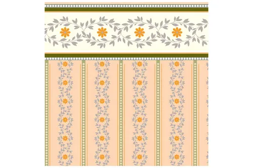 Dolls House 7148 Tapete Pfirsich - Blume  60x43 cm 1:12 für Puppenhaus