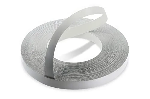 WoodPress® 22mm Perlgrau Melamin Kantenumleimer mit Schmelzkleber – 50m Industrielle Rolle – Einfaches Aufbügeln für Heimwerker