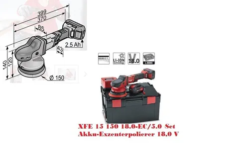 Flex Akku-Exzenterpolierer XFE 15 150 18.0-EC/5.0 Set von Flex