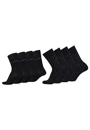 TOM TAILOR Socken Herren 43-46 in black - Basic dot Baumwollsocken für Alltag und Freizeit - 8 Paar Herren-Socken