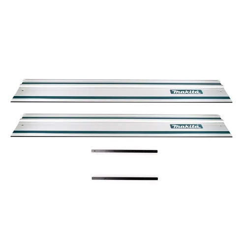 Makita Führungsschienen Set 1000mm - Zubehör für Elektrowerkzeug, bestehend aus 2x 1000mm Führungsschienen und 2x Verbindern für präzise Schnitte.