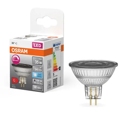 Osram LED Glas Reflektor MR16 5W = 35W GU5,3 345lm Neutralweiß 4000K 36° DIMMBAR