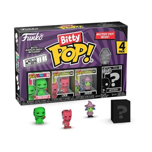 Funko Bitty POP! 4 Pack: Disney - The Nightmare Before Christmas - TNBC - Oogie Boogie, Lock, Shock, Mystery Mini Figure - Styles May Vary - 0,9 Zoll (2,2 cm) Sammelbar - Geschenkidee - Tortenaufsatz