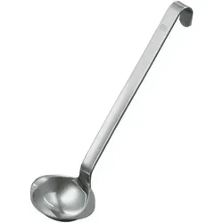 Rösle Schöpflöffel 25 cm aus Edelstahl - Schöpfkelle aus Edelstahl mit praktischem Hakenstiel, perfekt für das einfache Servieren von Suppen und Eintöpfen in der Küche.