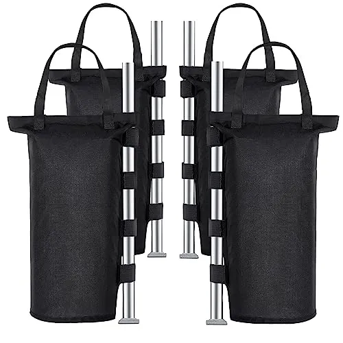 Mrrihand 4 Stück Sandsäcke zum Befüllen, Pavillon Gewichte 1680D Oxford Sandsäcke zum Beschweren, Sandsack Beschwerung mit Langen Gürtel für Pop-Up Flatpavillon Zelt Sonnenschirm, Schwarz, (YS-045)