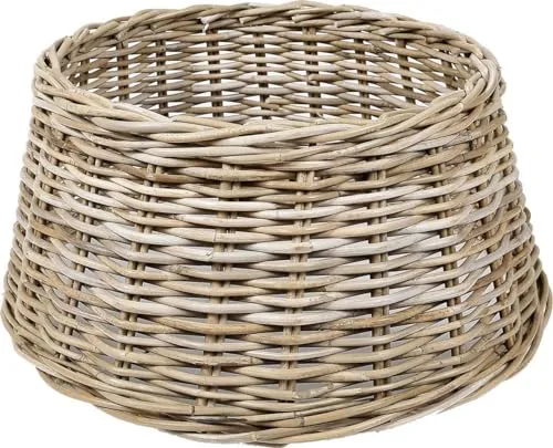 WDMT Weihnachtsbaumkorb Rattan Ø 60 × H 26 cm – Weihnachtsbaumfuß Abdeckung aus Naturmaterial – Rustikale Weihnachtsdeko Korb für Tannenbaumständer – Boho Landhausstil – Weihnachtsbaumsockel – Braun