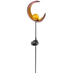 Solar Metall-gartenstecker 95cm Led Glaskugel Gartendeko Stern Oder Mond - Mond