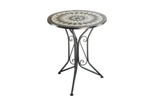 Kobolo Beistelltisch mit Mosaikplatte 70x60 cm - Ablagetisch aus robustem Metall mit dekorativer Mosaikplatte, perfekt für Terrasse, Garten oder Balkon. Schaffen Sie ein stilvolles Ambiente!