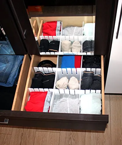 Schubladenteiler verstellbar XXL Weiß -K&B Vertrieb- Schubladeneinteiler Fachteiler universell einsetzbar 655 (6 Stück)