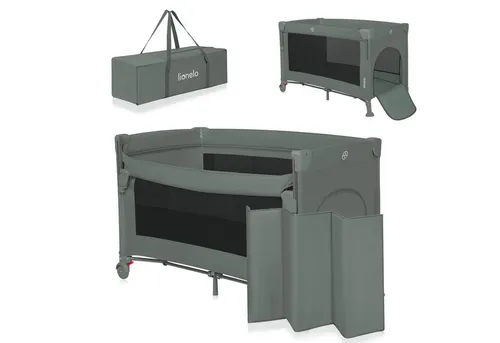 Lionelo Ellen 3 in 1 Reisebett für Kinder - Babybett für Neugeborene bis 3 Jahre, höhenverstellbar mit seitlichem Reißverschluss und Rollen für einfache Mobilität, ideal für sicheres Schlafen und Nähe zu den Eltern.