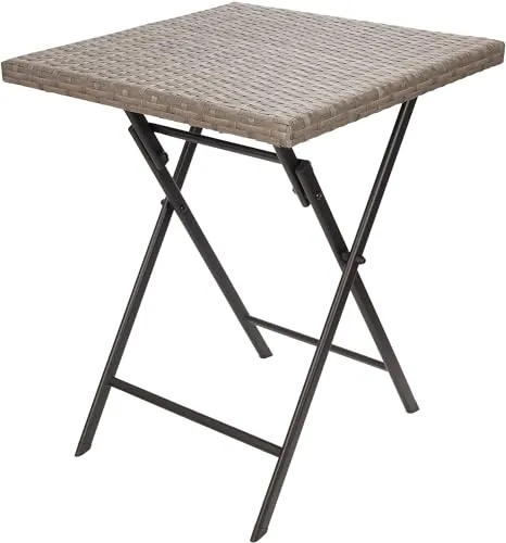 BRUBAKER Gartentisch Toskana – 58 x 58 cm wetterfester Klapptisch für Balkon und Terrasse - Gartentisch aus robustem Polyrattan und Metall, klappbar für platzsparende Aufbewahrung – ideal für Balkon und Terrasse.
